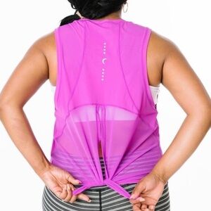 Zyia Active Sleeveless Mesh Panel Split‎ Back Top Hot Pink/Purple Large Workout